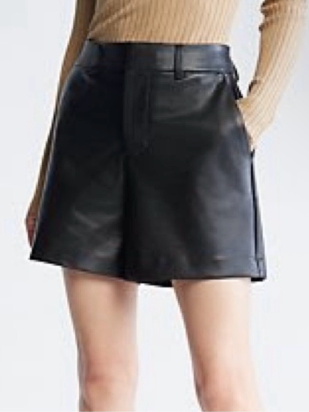 Calvin Klein Jeans Black Vegan Leather Bermuda Shorts